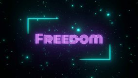 Purple and Turquoise Neon Sign Freedom in Retro Style in Star Stream Background VJ Loop - Powered by Shutterstock - Get 15% off with code: PIKWIZARD15