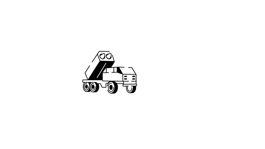 A drawing style animated icon showing missile vehicle
