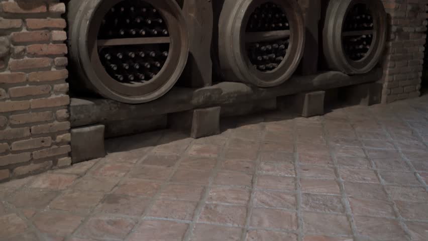wine bottles in wine cellar warehouse