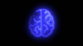 Brain icon animation by blue color neon on black background. - Powered by Shutterstock - Get 15% off with code: PIKWIZARD15