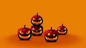 Looping Halloween animation with glowing pumpkins head jack-o’-lanterns and spooky Halloween lettering. Perfect festive clip for party intros, horror themes, creepy backdrops, seasonal greetings - Powered by Shutterstock - Get 15% off with code: PIKWIZARD15