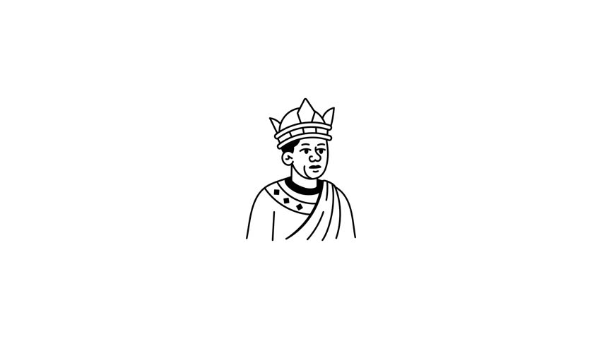 A doodle style animated icon showing a majestic king figure
