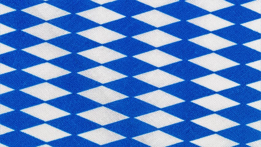Oktoberfest background with Bavarian tablecloth pattern blue white diamonds moving. Ideal for use in event invitations, party flyers, beer festival 