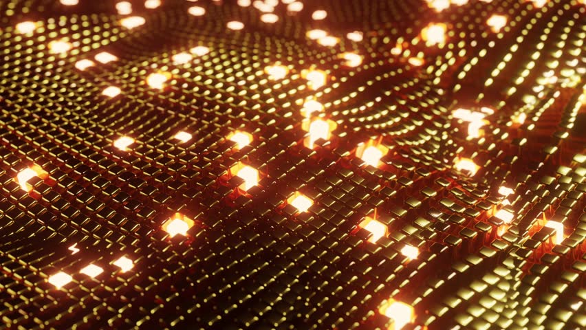 Seamless Gold Rectangular Tiles Wave Loop - Abstract 3D Metallic Background. 3D rendering.