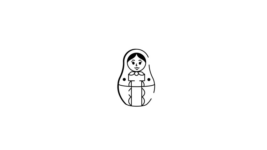 A hand drawn style animated icon showing a matryoshka doll 
