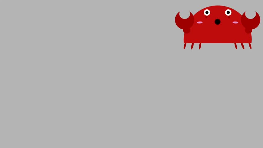 A cute cartoon red crab animation for kids doing a funny dance. This is a short, simple kids' video. simple cartoon video for kids featuring a dancing red crab. The funny crab animatioon
