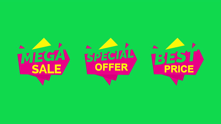 mega sale special offer best price sticker badge animation green screen chroma key video footage