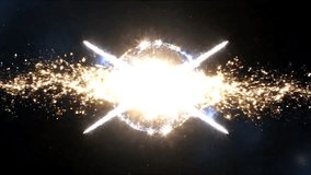 Particles form an energy core, two luminous meteors collide into it, erupting in radiant golden-white light for a seamless cinematic transition in 4K. - Powered by Shutterstock - Get 15% off with code: PIKWIZARD15