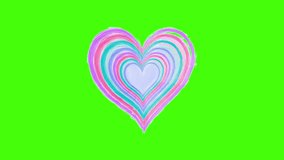 Animated colorful heart with layered rainbow pastel effect on green chroma key background, cartoon love animation. - Powered by Shutterstock - Get 15% off with code: PIKWIZARD15