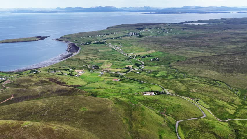 Aerial view of Isle of Skye showcasing its lush landscapes and coastal beauty