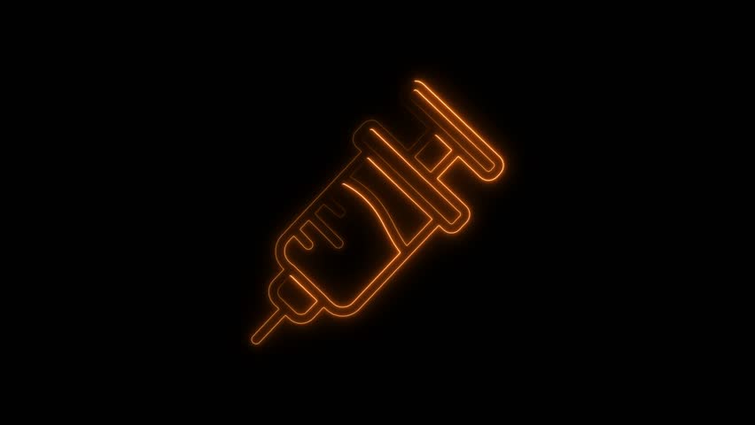 Glowing Orange Syringe Icon Neon Outline on Black Background Medical Healthcare Pharmaceutical - Powered by Shutterstock - Get 15% off with code: PIKWIZARD15