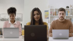 Diverse Professionals Working Remotely On Laptops In Modern Home Offices, Representing Online Collaboration, Remote Work, Digital Communication, Freelance Lifestyle And Virtual Business. - Powered by Shutterstock - Get 15% off with code: PIKWIZARD15