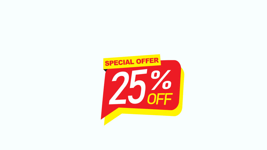 Bright promotion tag boasting special 25 off offer. Suitable for advertising banners, social media posts, and website promotions. Marketing concept.
