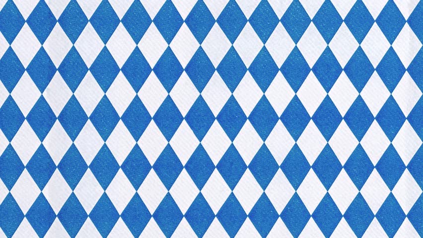 Oktoberfest background with Bavarian flag pattern blue white diamonds moving right. Ideal for use in event invitations, party flyers, beer festival 