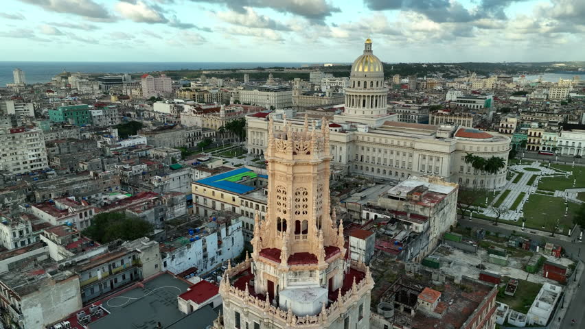 Old beautiful building in the center of Havana, Cuba
