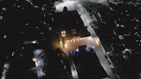Nighttime aerial view. Drone passes above Bukhara s lit mosque and minaret. The vast city square is empty, outlined by glowing facades. Light and shadow show the old town s architectural legacy. - Powered by Shutterstock - Get 15% off with code: PIKWIZARD15