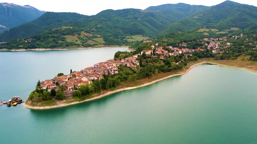 The lake of Turano in Apennines Mountains , Italy