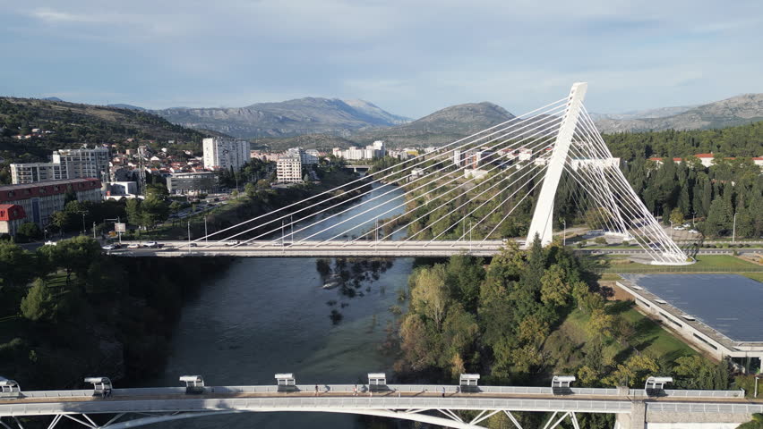 Aerial footage unveils an urban landscape of Podgorica, the capital of Montenegro