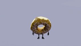 3D animation of a chocolate donut character with colorful sprinkles showing a sad expression. Cute dessert mascot for cartoon, kids content, emotions, and creative projects. - Powered by Shutterstock - Get 15% off with code: PIKWIZARD15