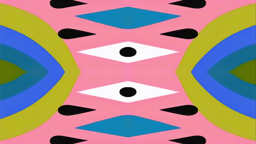 Abstract ornamental animated loop with expressive tribal shapes, funky folk-pop textures, and hand-crafted colorful patterns. Designed for stylish, cultural, and artistic modern motion graphics