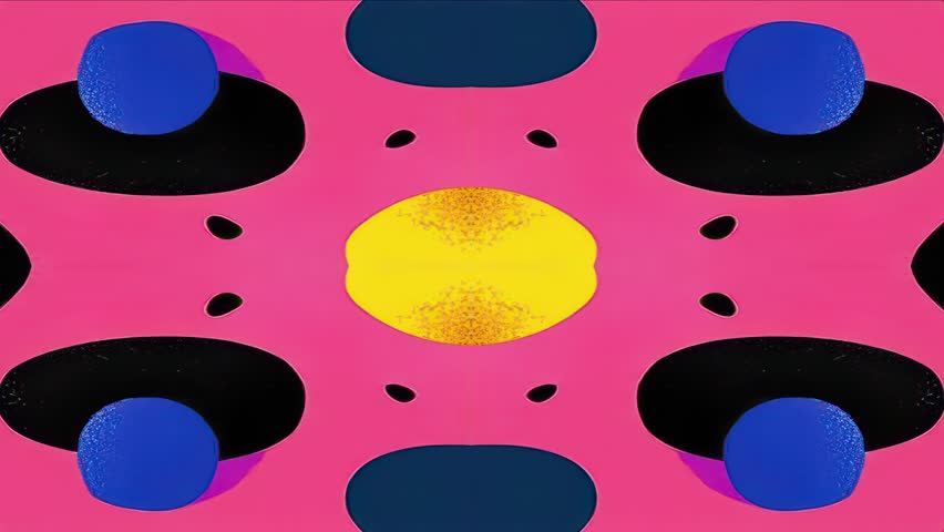 Vibrant tribal-inspired animated loop with bold folk-pop patterns, colorful abstract ornamental shapes, and psychedelic decorative textures. Perfect for creative motion graphics 