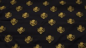 Elegant Black and Gold Lion Crest Pattern on Fabric Background - Powered by Shutterstock - Get 15% off with code: PIKWIZARD15