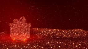 Gift Box With Ribbon And Confetti Decoration gift box, red ribbon and bow. Surprise, present or special offer for holiday. Copy space. confetti flying from gift box. Anniversary celebration concept - Powered by Shutterstock - Get 15% off with code: PIKWIZARD15