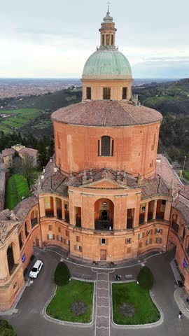 Sanctuary of the Blessed Virgin of San Luca, Bologna, Italy. This place of worship is also famous for the 4 km of porticoes that connect it to Bologna.