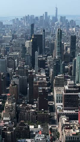 Central New York City from a bird's eye view. USA. Tall buildings, skyscrapers of Manhattan.