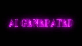 Neon AI generated text animation on black background, glowing artificial intelligence digital typography symbol for machine learning, futuristic tech, automation, and AI content generation - Powered by Shutterstock - Get 15% off with code: PIKWIZARD15