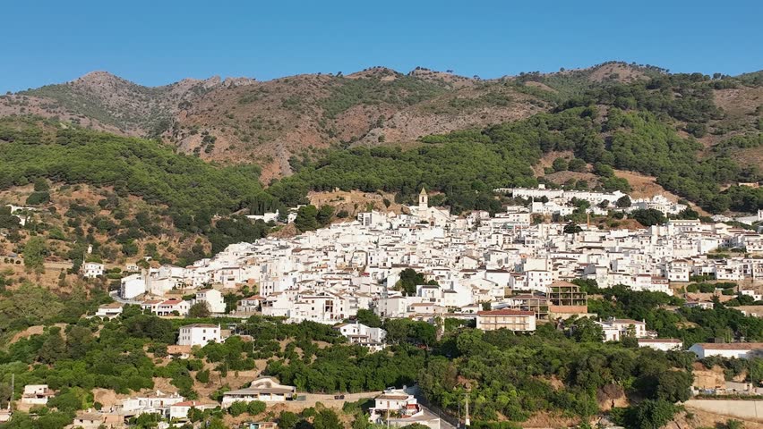 Aerial view of the municipality of Casarabonela in the province of Malaga, Spain.