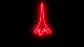 A bright red neon outline of the Eiffel Tower stands against a stark black background, with the word "Paris" also rendered in neon. - Powered by Shutterstock - Get 15% off with code: PIKWIZARD15