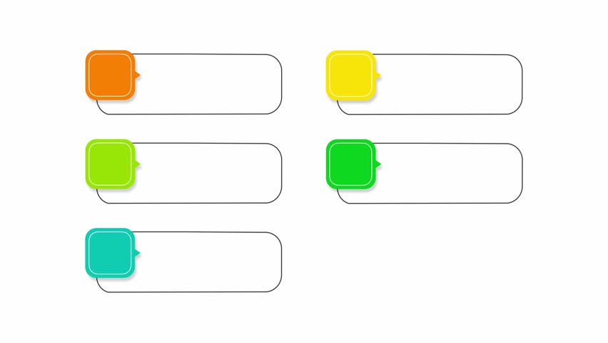 animated video of business infographics multi color shape 4 and 6 steps for workflow, presentation, 4k animation