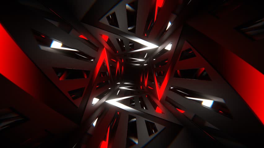 Red and White Neon Curve in Mirror Tunnel Background VJ Loop in 4K