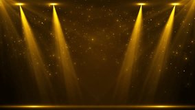 Awards stage background with moving golden particles spotlights luxury blue light streak. Particle luxury for ceremony. stage . Perfect to use for New Year, awards ceremony or fashion show background - Powered by Shutterstock - Get 15% off with code: PIKWIZARD15