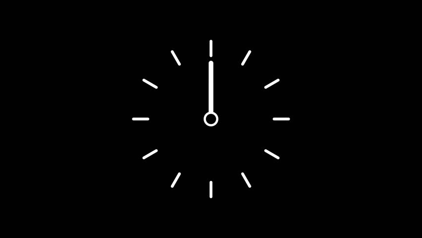 Animated time-lapse of clock icon on black background