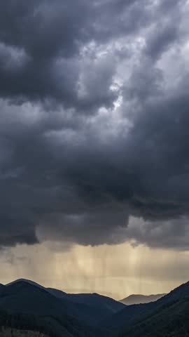 The Storm is Coming with Dark Rainy Clouds, Vertical Timelapse
