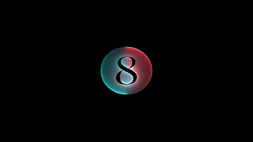 Abstract two color beautiful neon 8 number saber animated with background. 4k render.