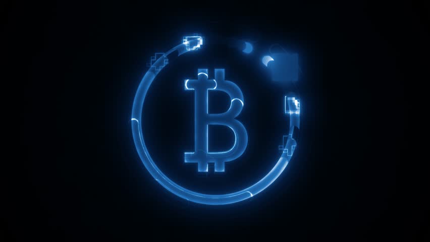 Cyber Bitcoin Crypto Currency Icon Animation