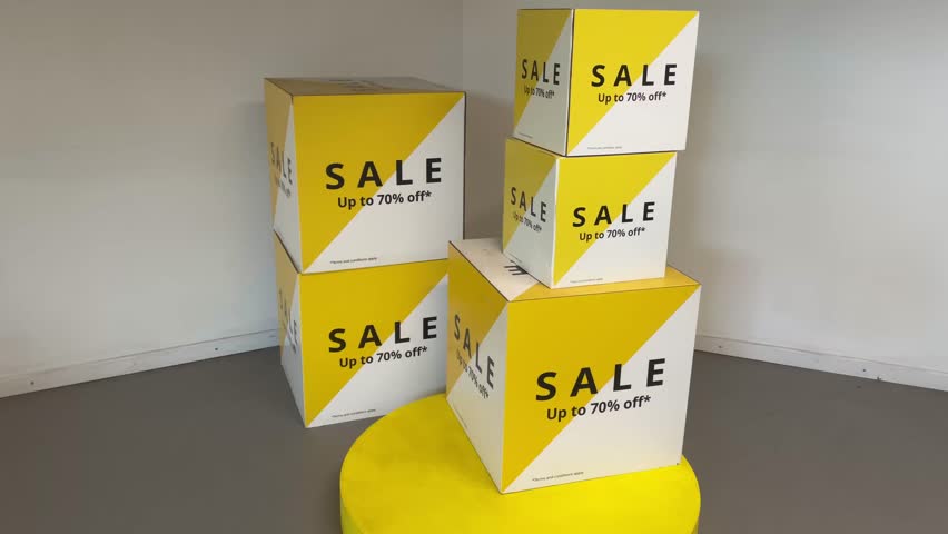 Retail sale display up to 70% off promotional decor	