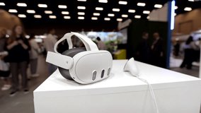 Virtual reality VR headset at the modern virtual reality exposition - Powered by Shutterstock - Get 15% off with code: PIKWIZARD15