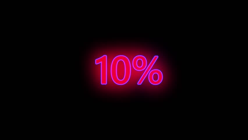 Number 10 countdown Glowing effect black background or 10s count .Glowing neon number one.