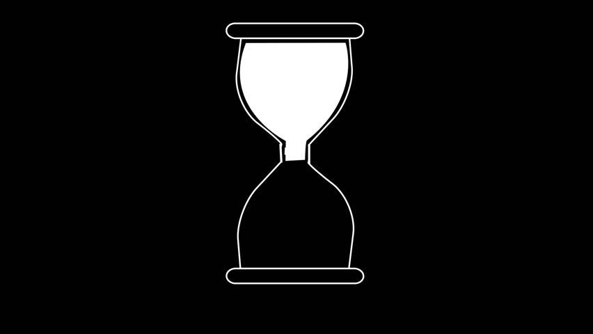 Set of sand clock logo isolated. Hourglass vector Sand clock white icon design video animation with turning over sign on black background.