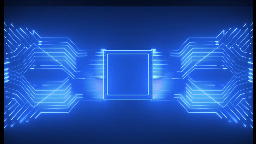 Abstract Technology Background, blue neon saber circuit board. with hi-tech digital data connection system .animation with added circuit board horizontal .