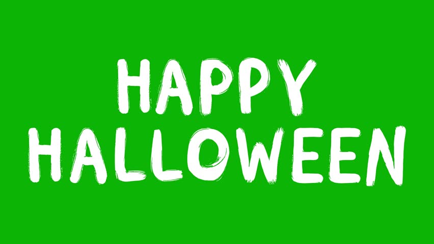 White animated text "HAPPY HALLOWEEN" on a green chroma key background, festive and fun for Halloween videos. - Powered by Shutterstock - Get 15% off with code: PIKWIZARD15