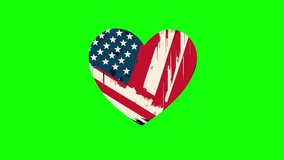 Animated heart with the American flag texture, isolated on green screen background. - Powered by Shutterstock - Get 15% off with code: PIKWIZARD15
