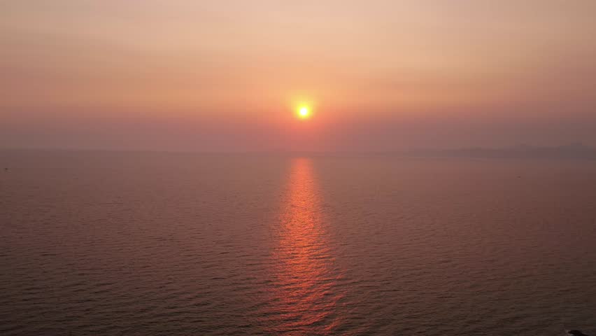 Mallorca, majorca, sunset over the sea - Static Aerial Drone 4K 