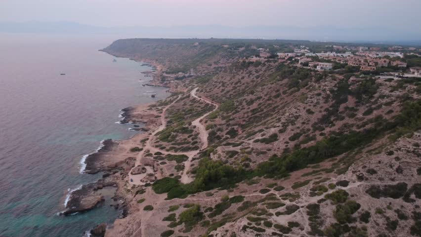 Coastline Tracking Shot from Above – Llucmajor, Majorca, Mallorca, Drone 4K