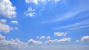 Beautiful dynamic blue sky with fluffy scattered white clouds, perfect for backgrounds, nature, and weather-related themes. cumulus clouds, cumulonimbus clouds 
 - Powered by Shutterstock - Get 15% off with code: PIKWIZARD15