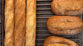 Combination of baguettes and fitness bread loaves placed together in a bakery
 - Powered by Shutterstock - Get 15% off with code: PIKWIZARD15